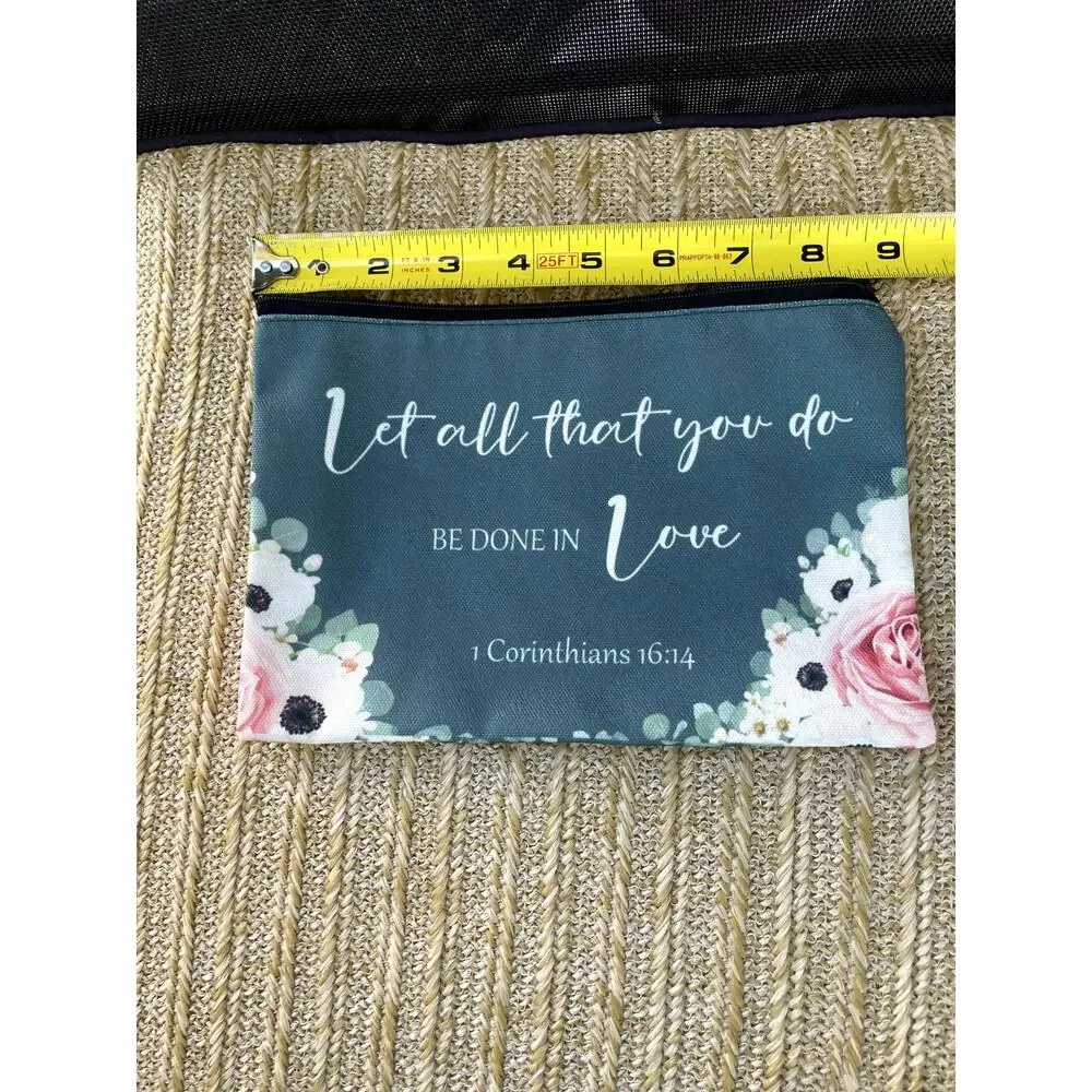 Cosmetic Zipper Bag with Bible Verse 1 Corinthians 16:14
